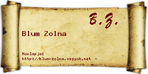 Blum Zolna névjegykártya
